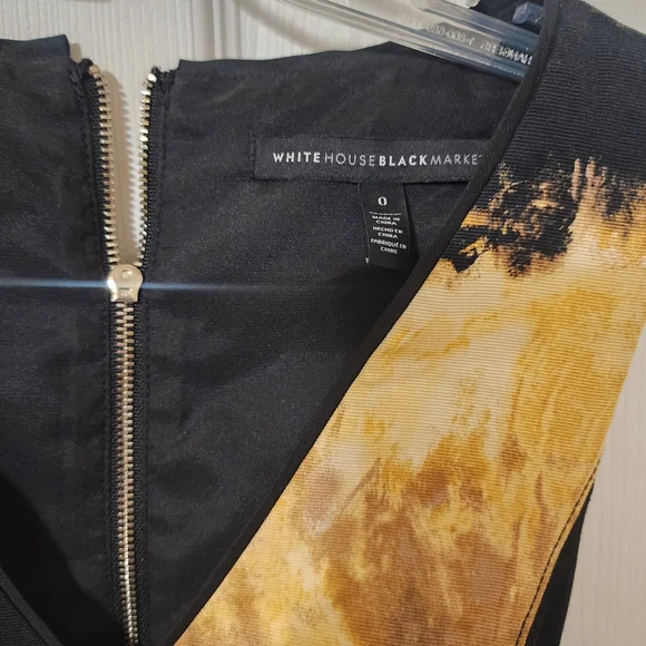 White House Black Market Floral Midi Dress - Black and Yellow Size 0 - Picture 2 of 5